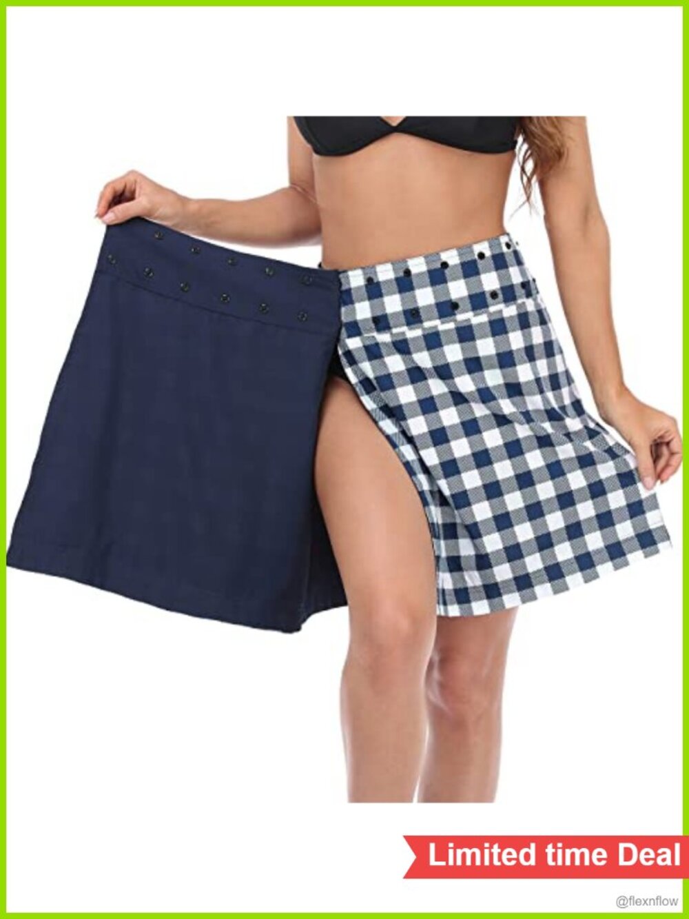 HDE Reversible Wrap Skirt Swim Coverup Snap Adjustable Zip Pocket Travel